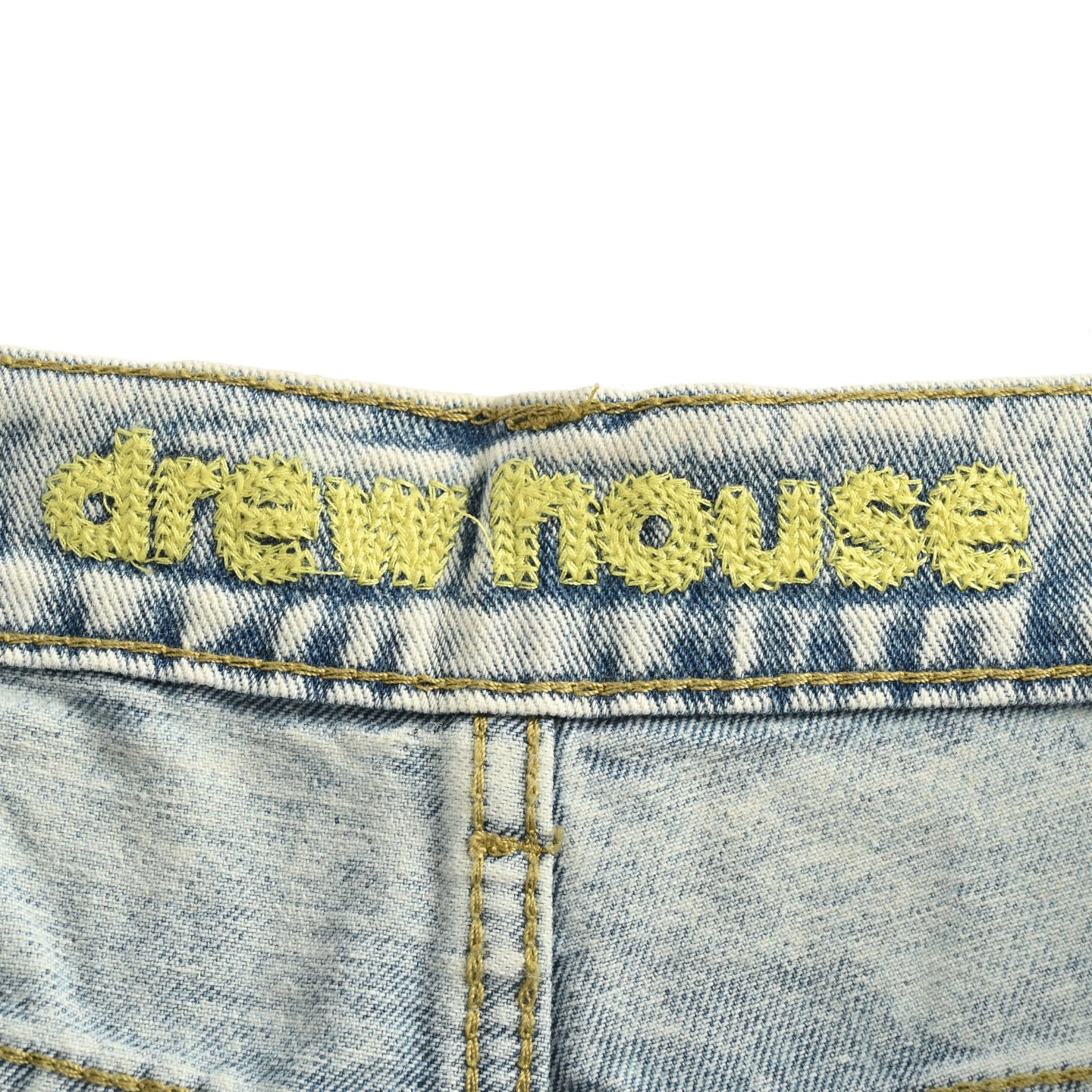 Drew House 笑脸数码图片贴布拼接牛仔裤