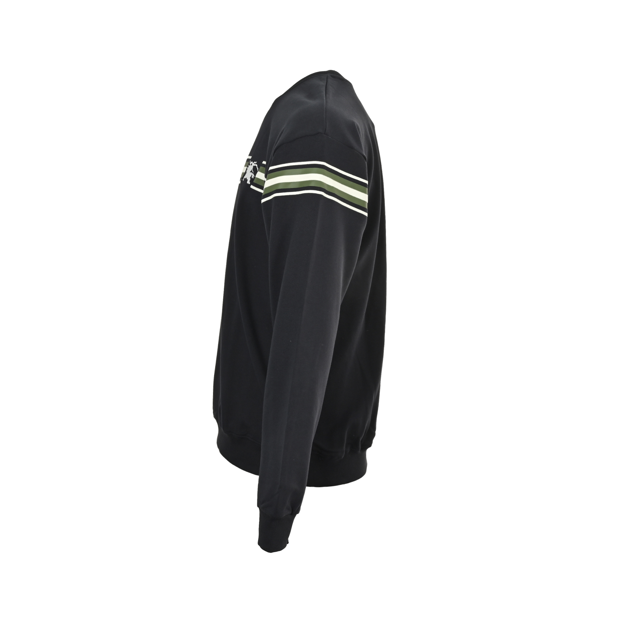 Burberry/巴宝莉 战马标识刺绣横条圆领卫衣 蓝色 米色