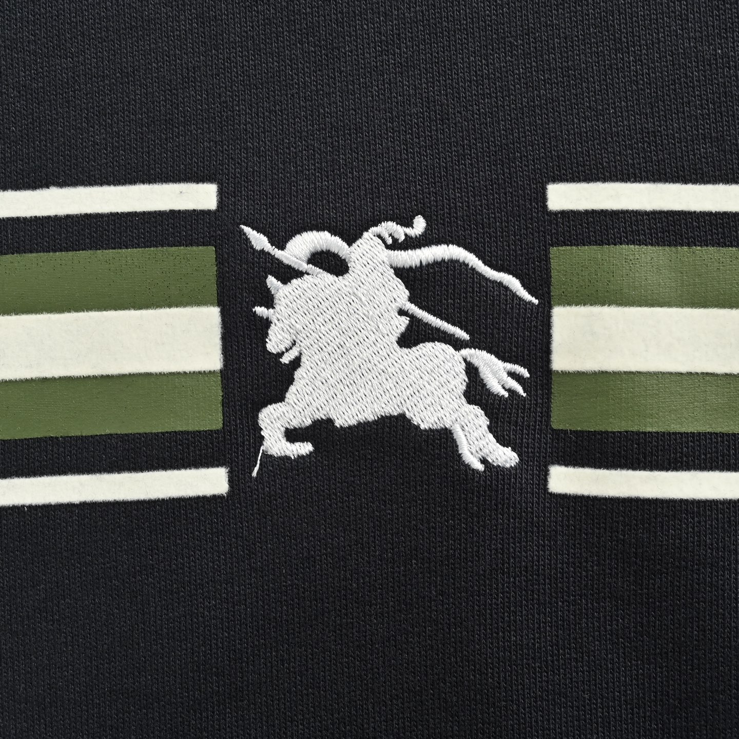 Burberry/巴宝莉 战马标识刺绣横条圆领卫衣 蓝色 米色