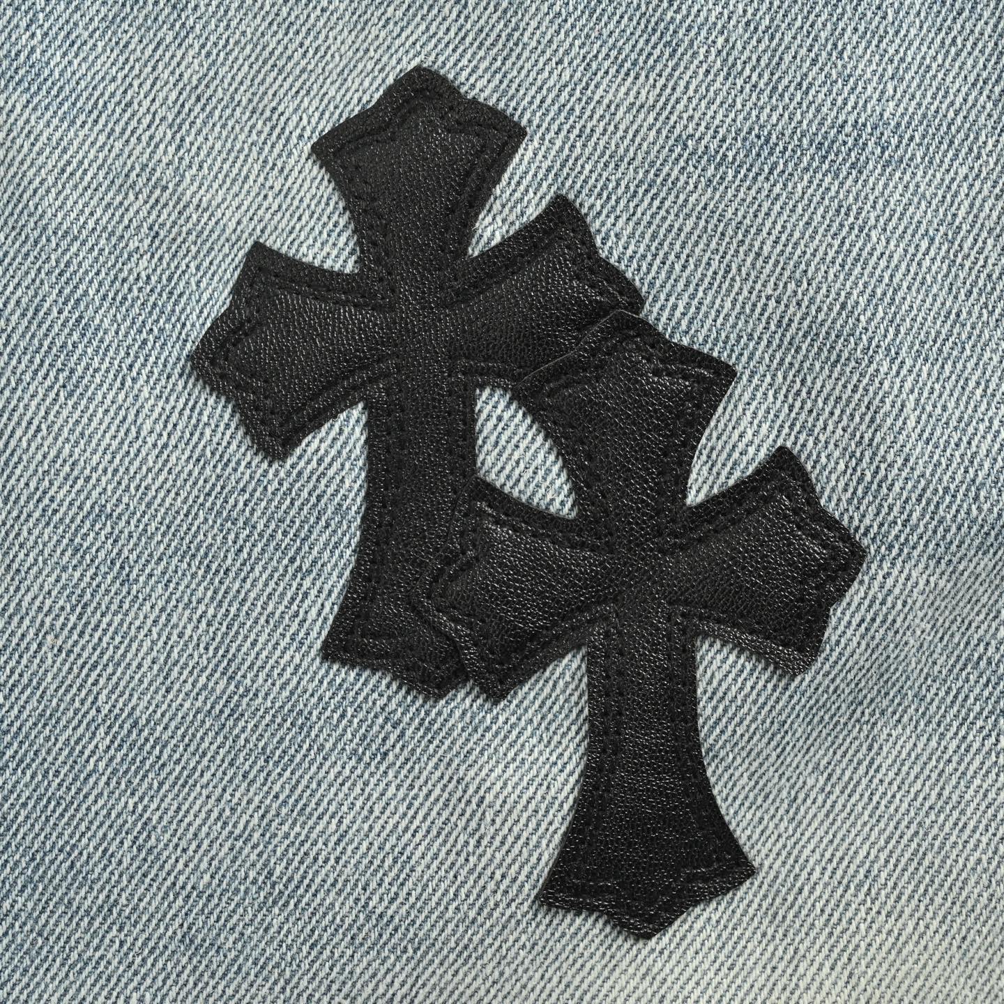 Chrome Hearts/克罗心 经典皮标十字架牛仔裤