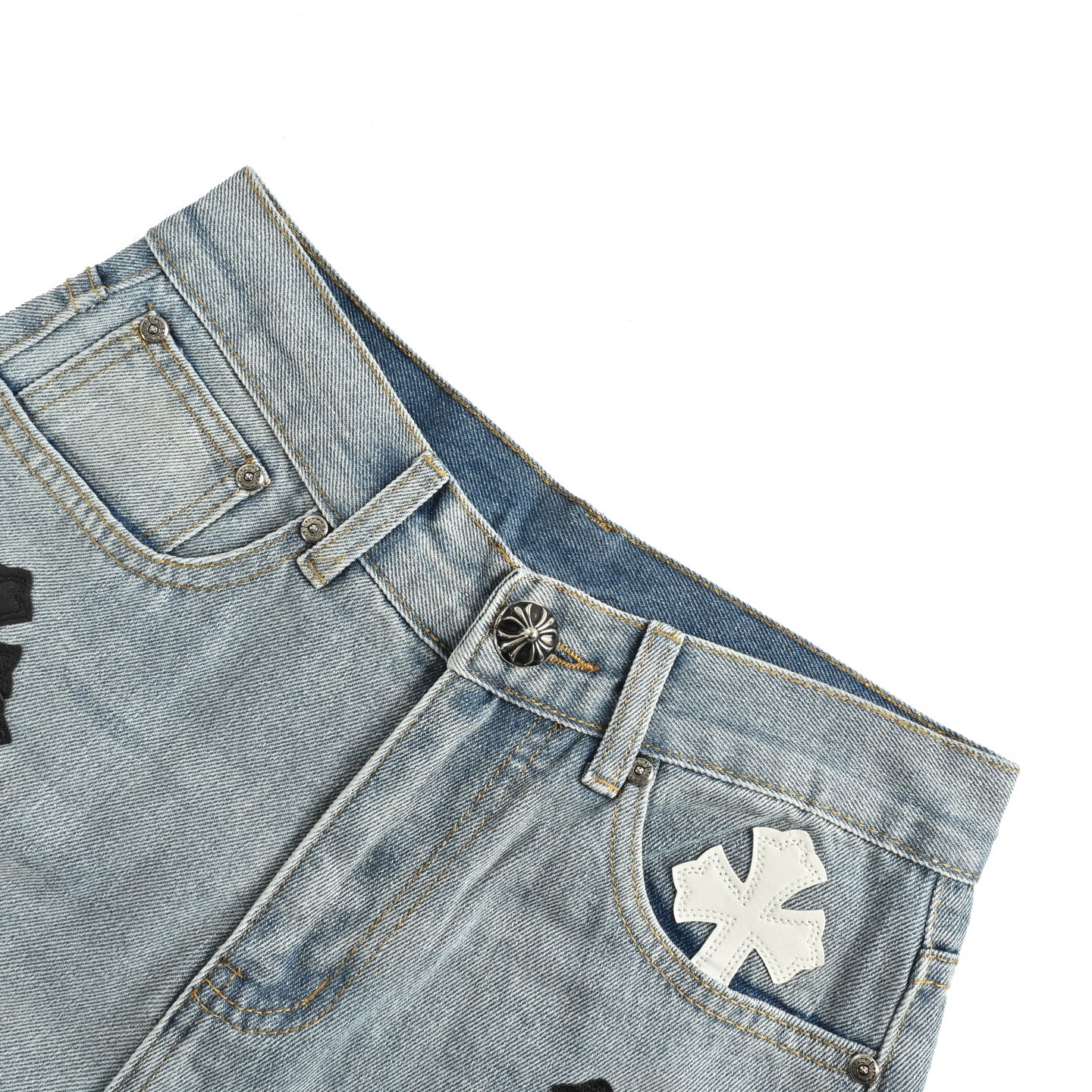 Chrome Hearts/克罗心 经典皮标十字架牛仔裤