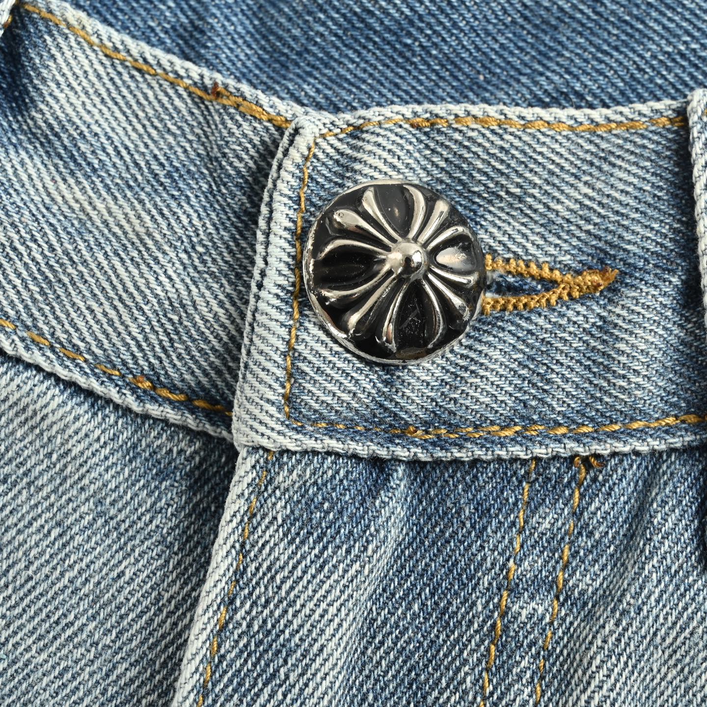 Chrome Hearts/克罗心 经典皮标十字架牛仔裤