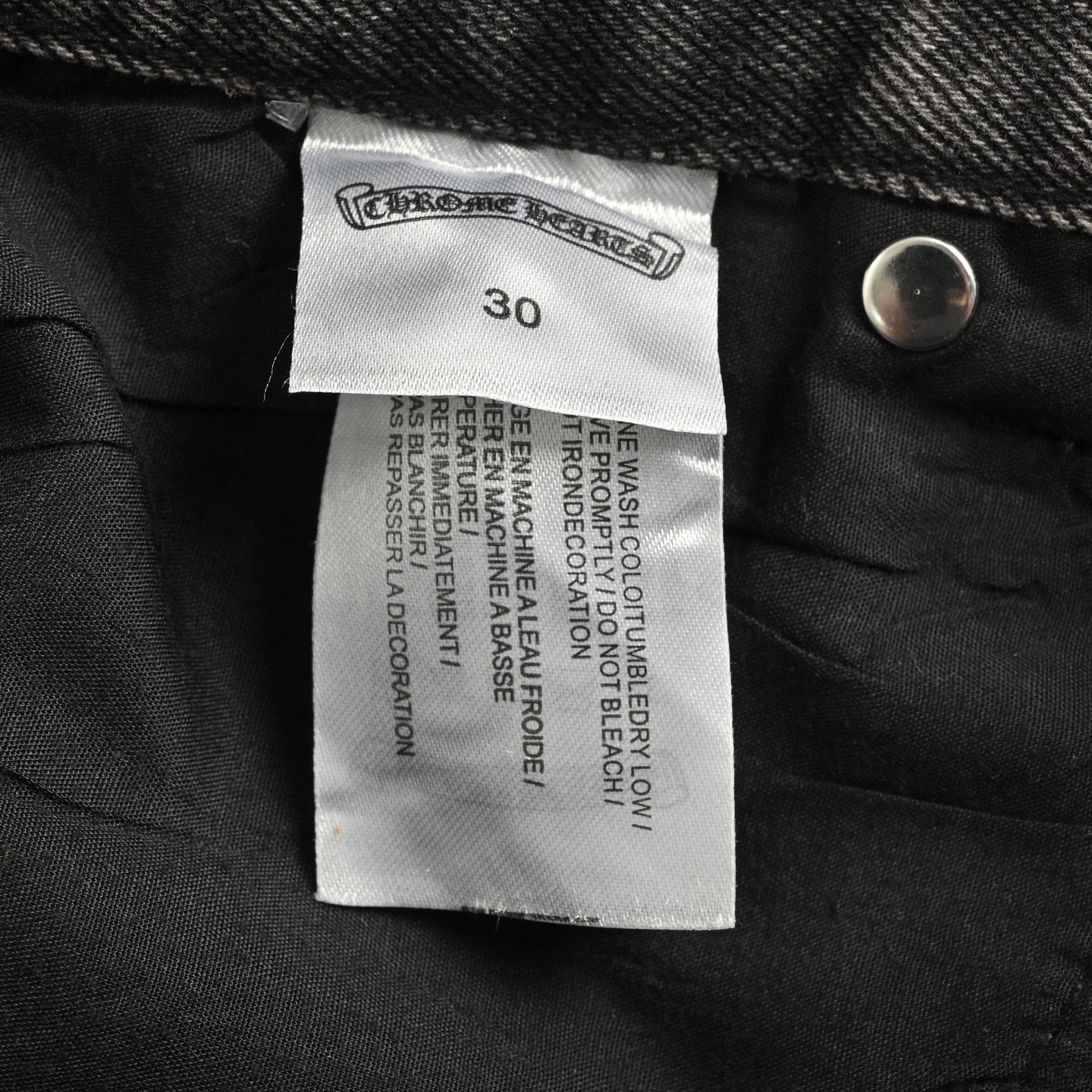 Chtome Heart/克罗心 25ss 城市限定火焰黑白贴皮牛仔裤 黑色