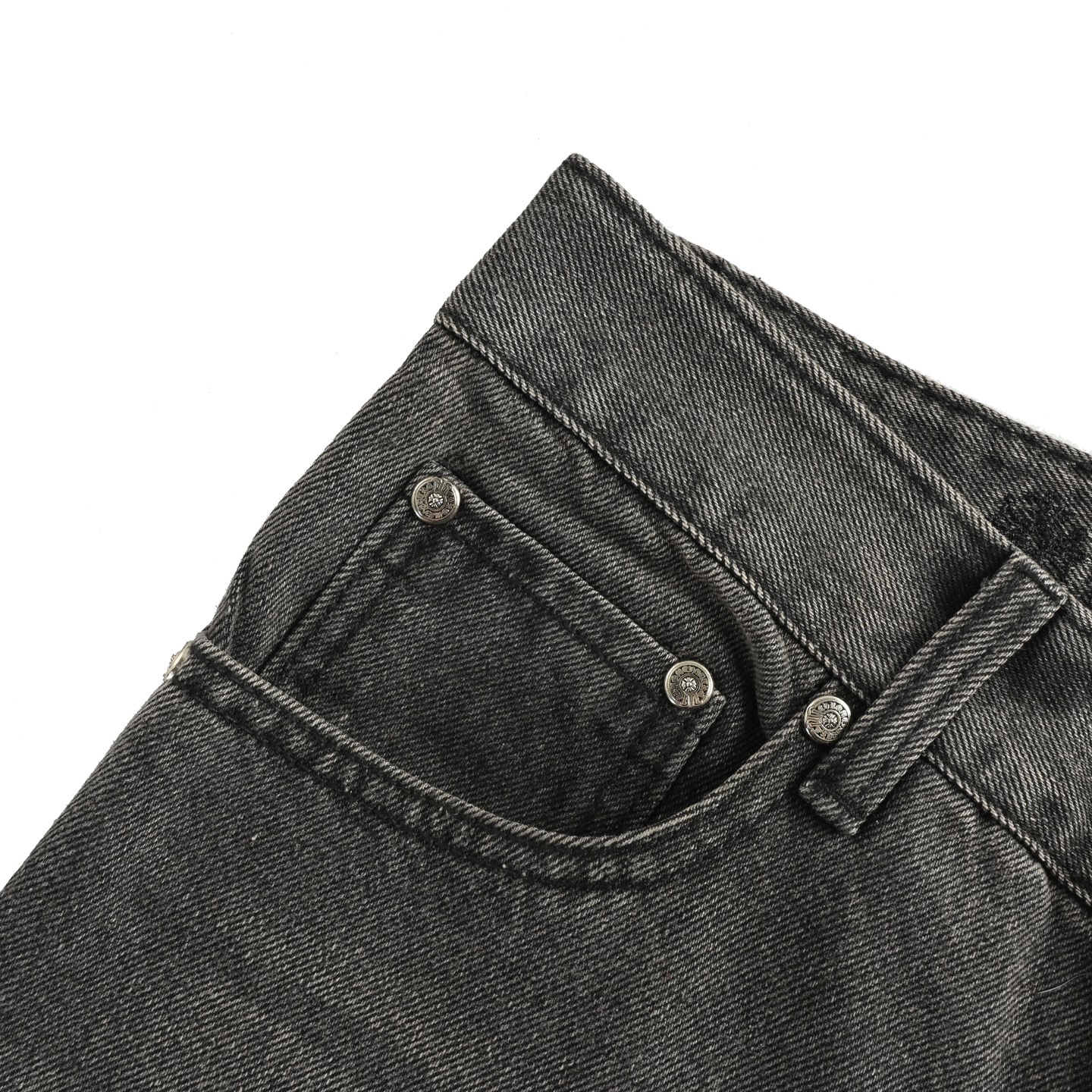 Chtome Heart/克罗心 25ss 城市限定火焰黑白贴皮牛仔裤 黑色