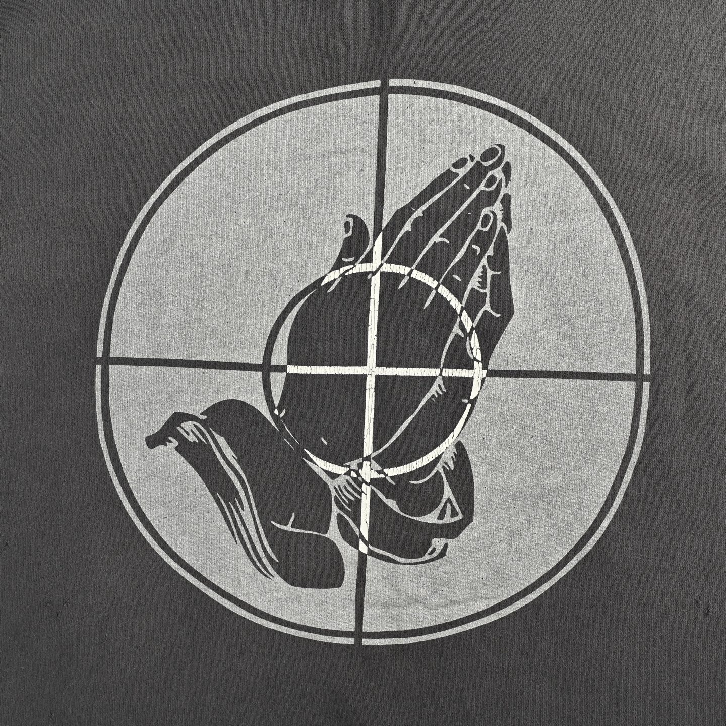 SAINT MICHAEL 25FW 祈祷准心印花连帽卫衣-Chinese UA Cheap High Quatity Brand Clothes Bags handbags Sneakers wholesale wholesaler seller from China Factory suppliers Fashion Clothing Shoes best Quality Beautiful Price SAINT MICHAEL 25FW 祈祷准心印花连帽卫衣