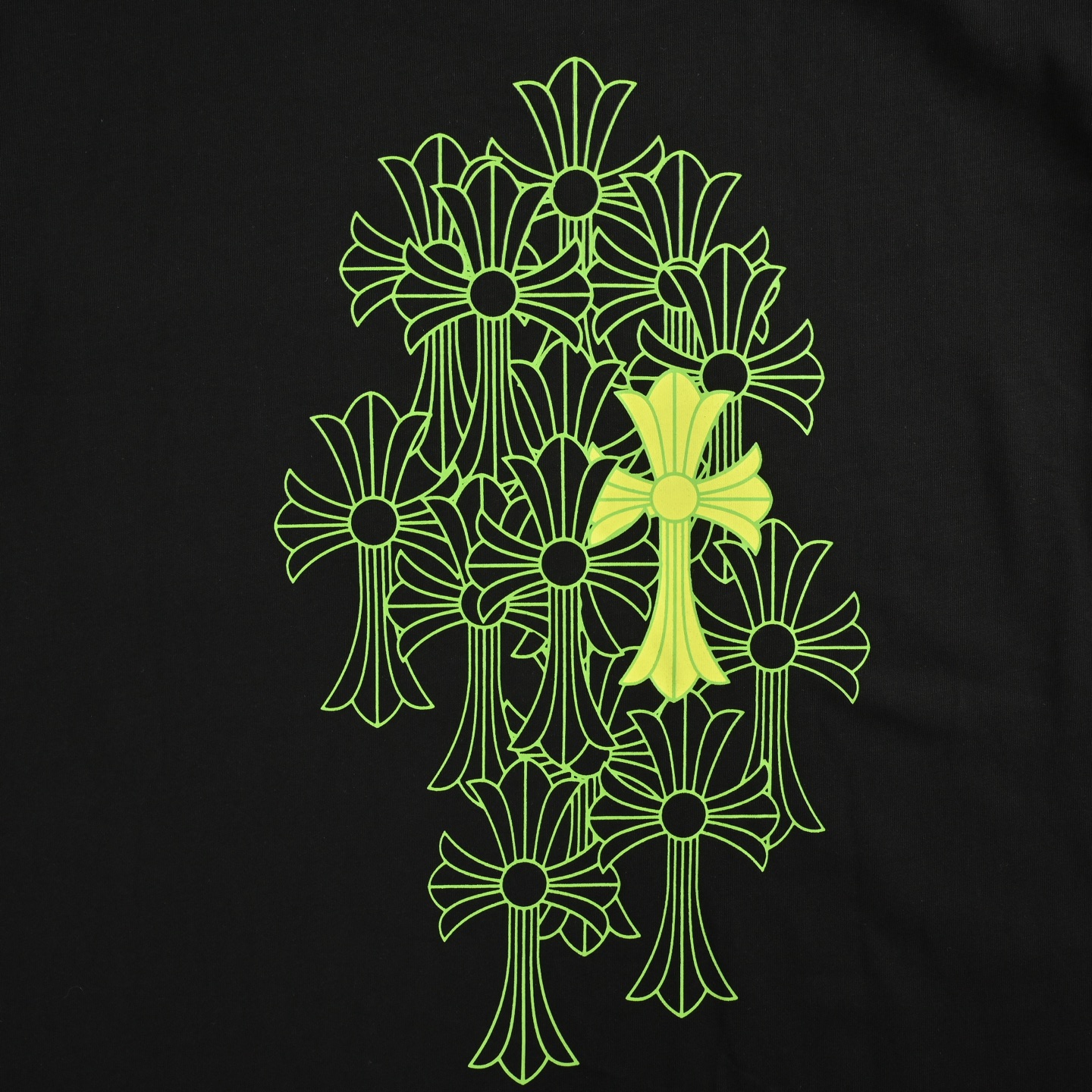 Chrome hearts/克罗心绿色十字架幻影印花长袖黑色/白色