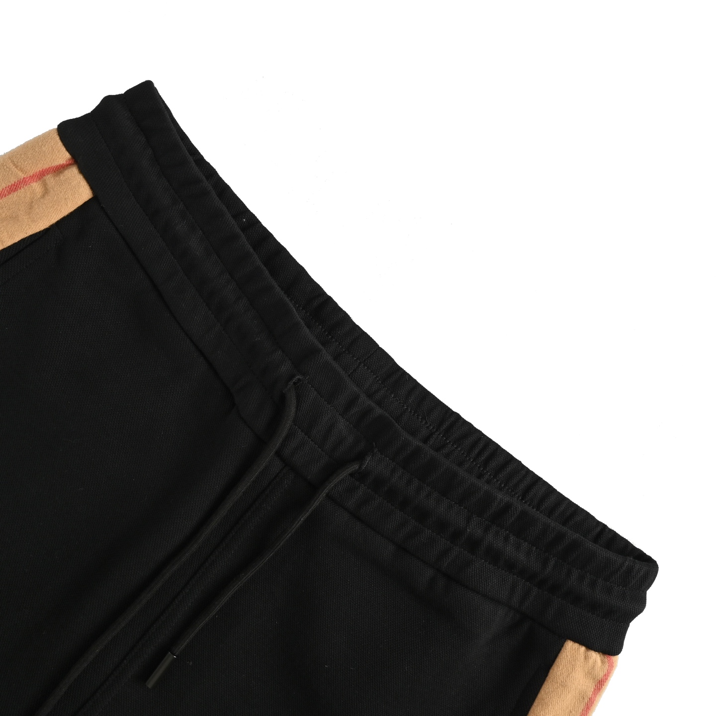 Burberry/巴宝莉 侧边格纹拼接长裤 黑色