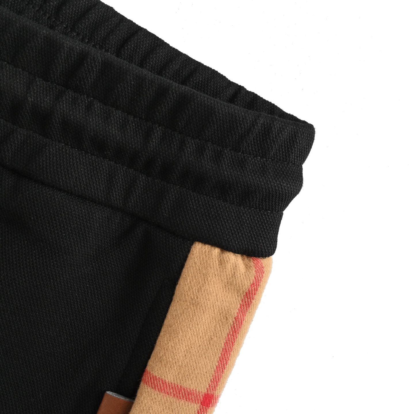 Burberry/巴宝莉 侧边格纹拼接长裤 黑色