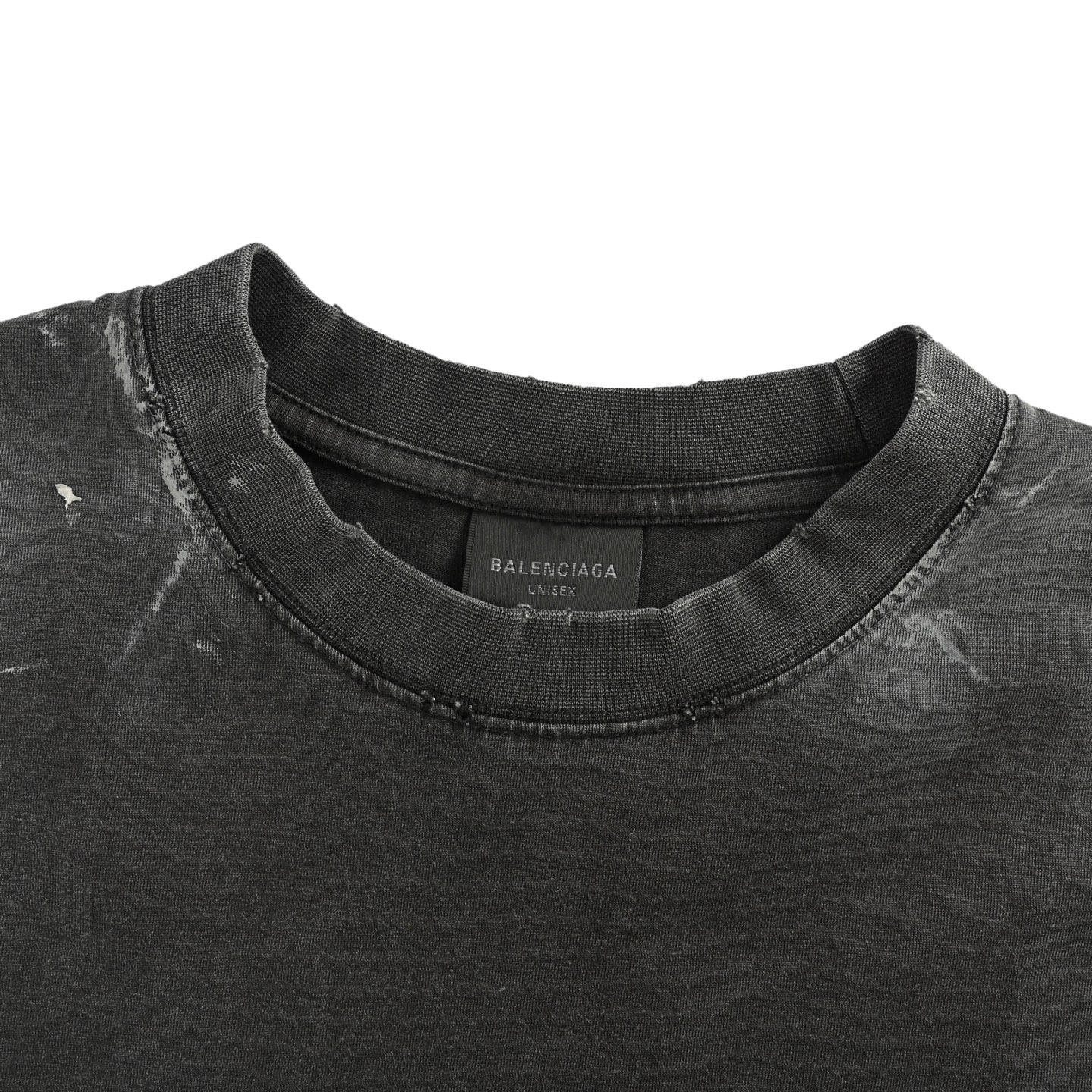 Balenciaga/巴黎世家 25Fw 油漆喷墨刺绣长袖T恤黑灰