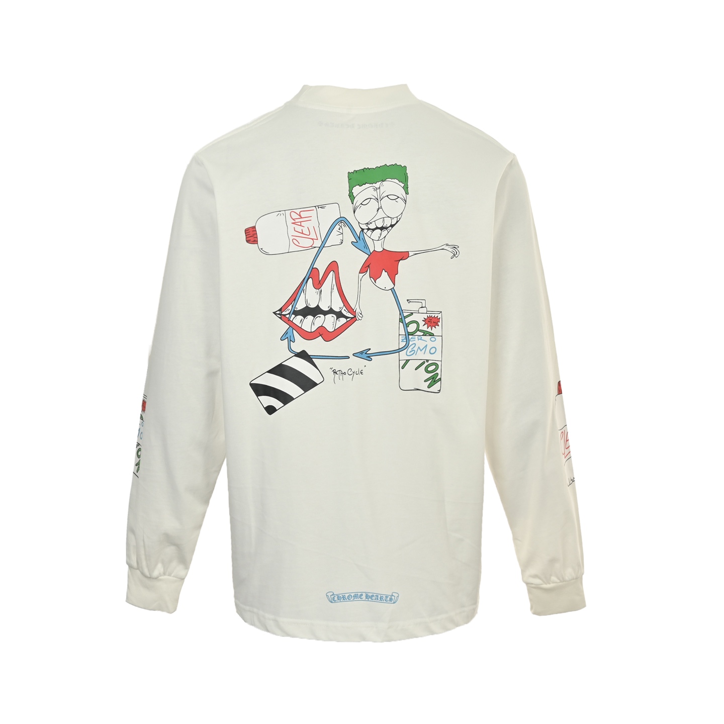 Chrome hearts/克罗心 涂鸦字母糖果撞色印花长袖 黑色/白色