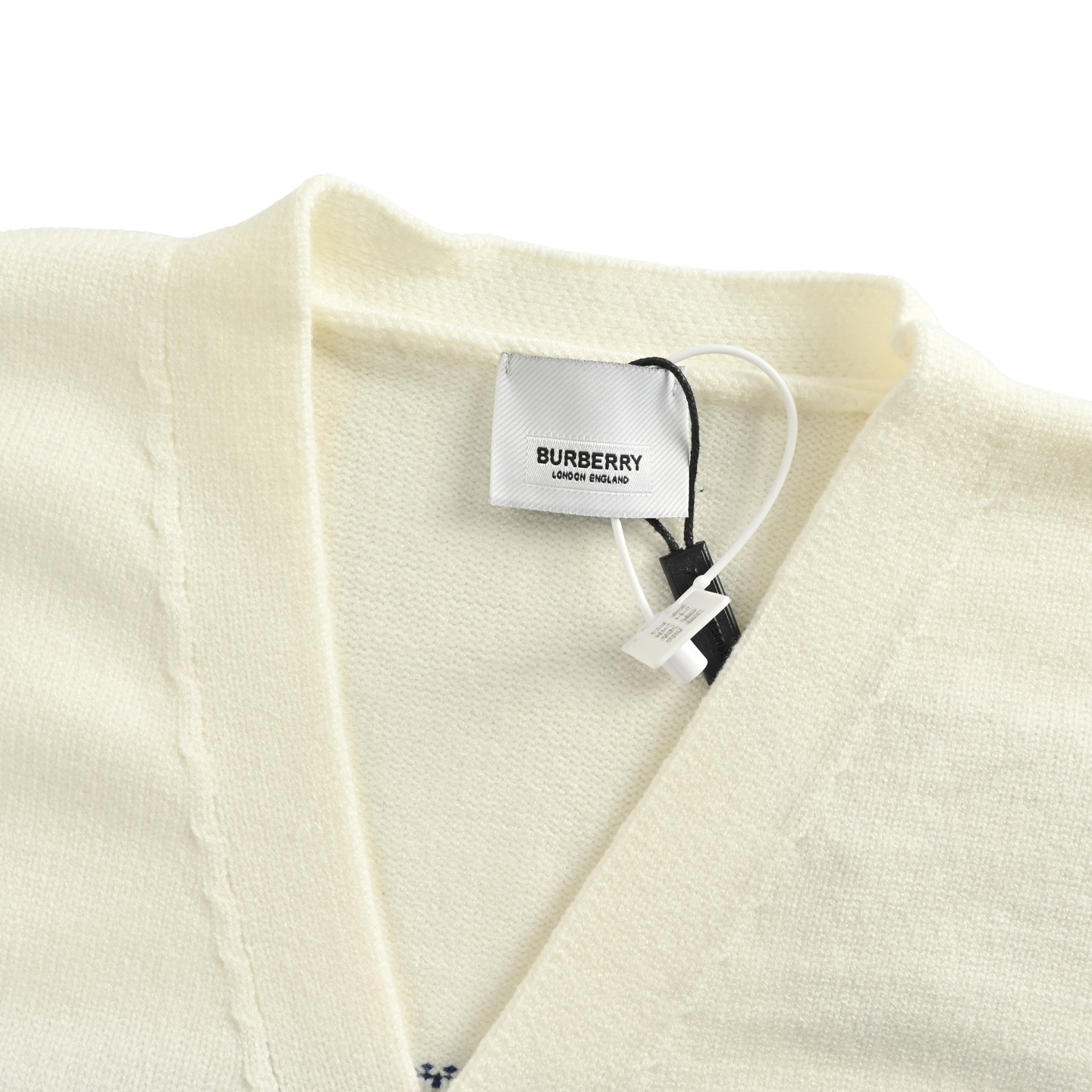 Burberry/巴宝莉 25Fw 前后战马提花开衫毛衣白色