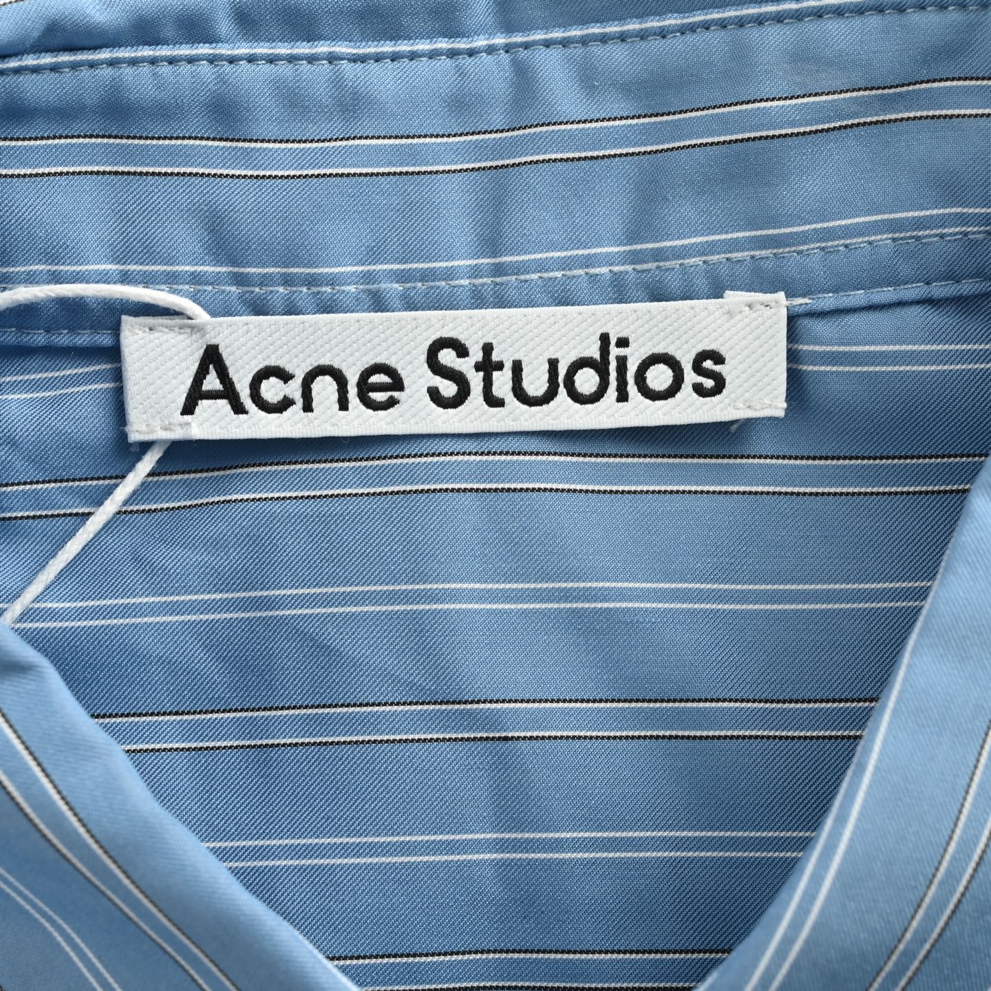 Acne Studios 1996徽标蓝色条纹长袖衬衫