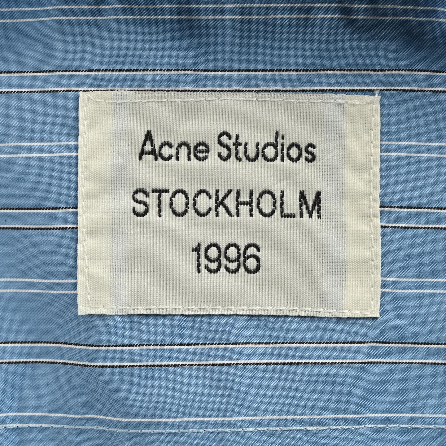 Acne Studios 1996徽标蓝色条纹长袖衬衫
