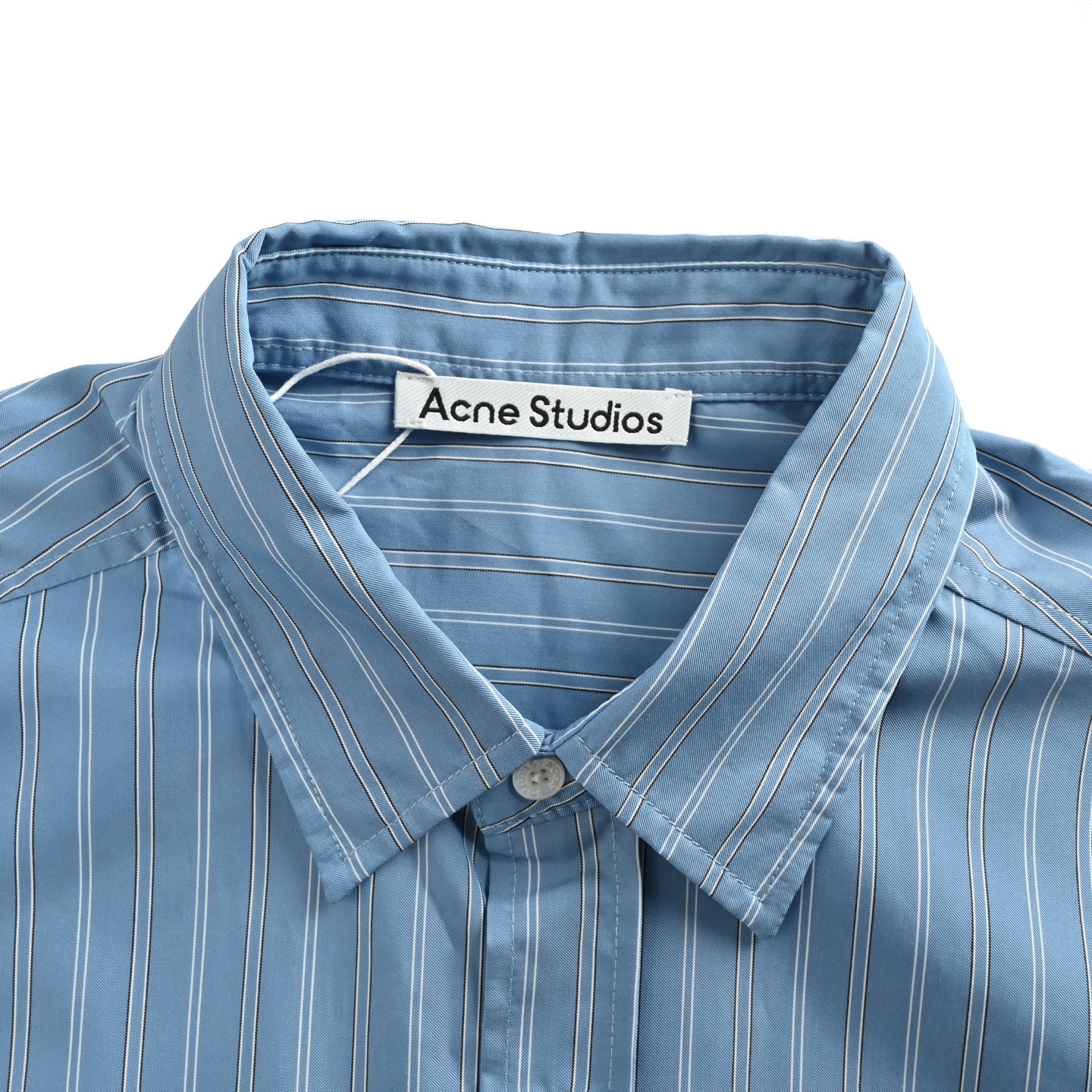 Acne Studios 1996徽标蓝色条纹长袖衬衫