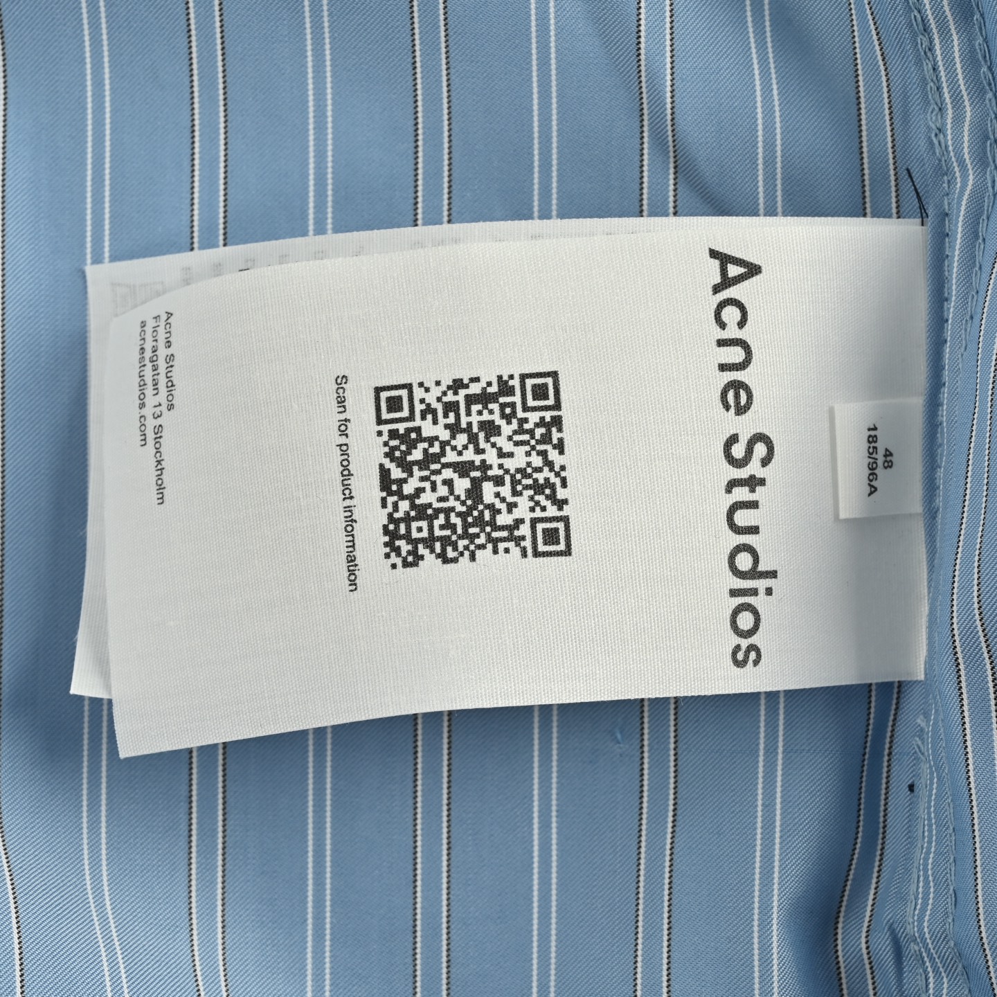 Acne Studios 1996徽标蓝色条纹长袖衬衫