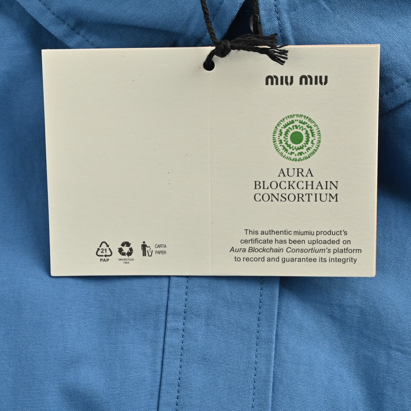 Miu Miu/缪缪 25Fw 蓝色府绸束腰夹克外套