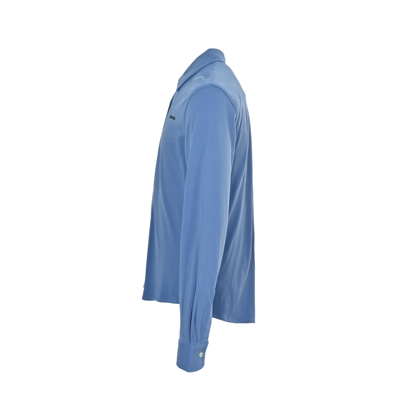 MiuMiu/缪缪 蓝色小标棉质珠地长袖衬衫-Chinese UA Cheap High Quatity Brand Clothes Bags handbags Sneakers wholesale wholesaler seller from China Factory suppliers Fashion Clothing Shoes best Quality Beautiful Price MiuMiu/缪缪 蓝色小标棉质珠地长袖衬衫