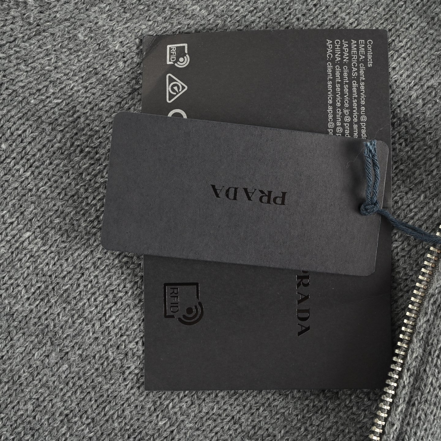Prada/普拉达 刺绣徽标拉链毛衣开衫