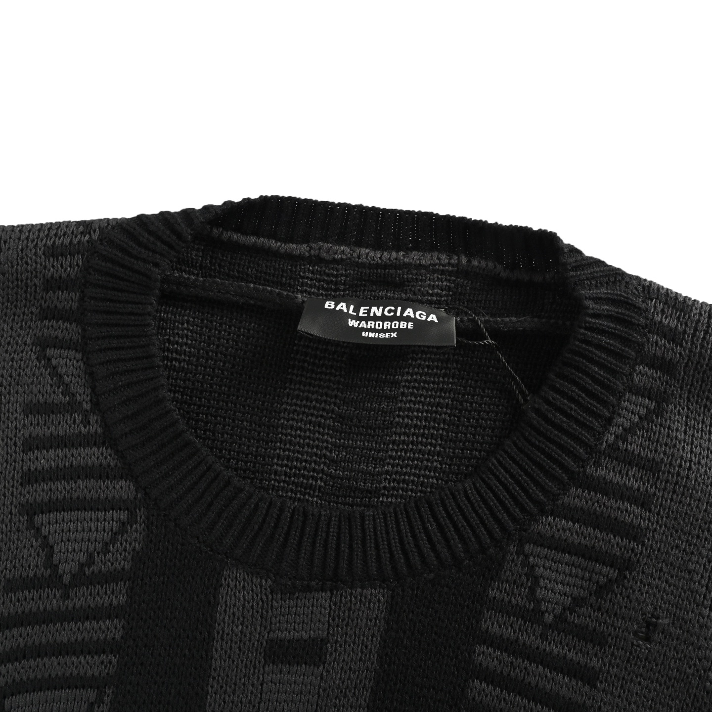 Balenciaga/巴黎世家 25Fw 几何图案圆领毛衣黑色