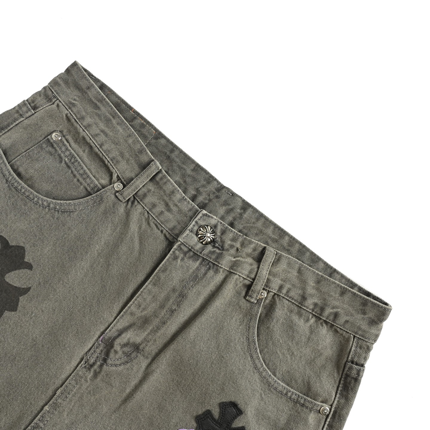 Chrome Hearts/克罗心 25Fw 紫牛喷绘涂鸦拼皮牛仔裤