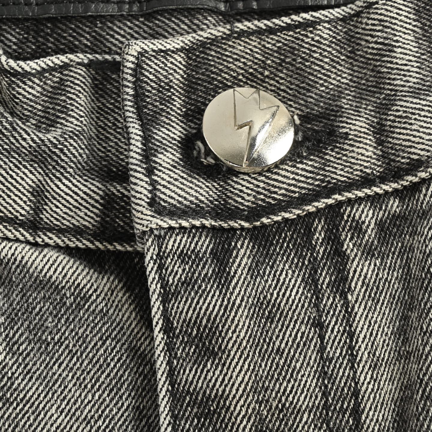 Amexnocap* 闪电牛 新款香港限定彩色拼皮满印水洗牛仔裤