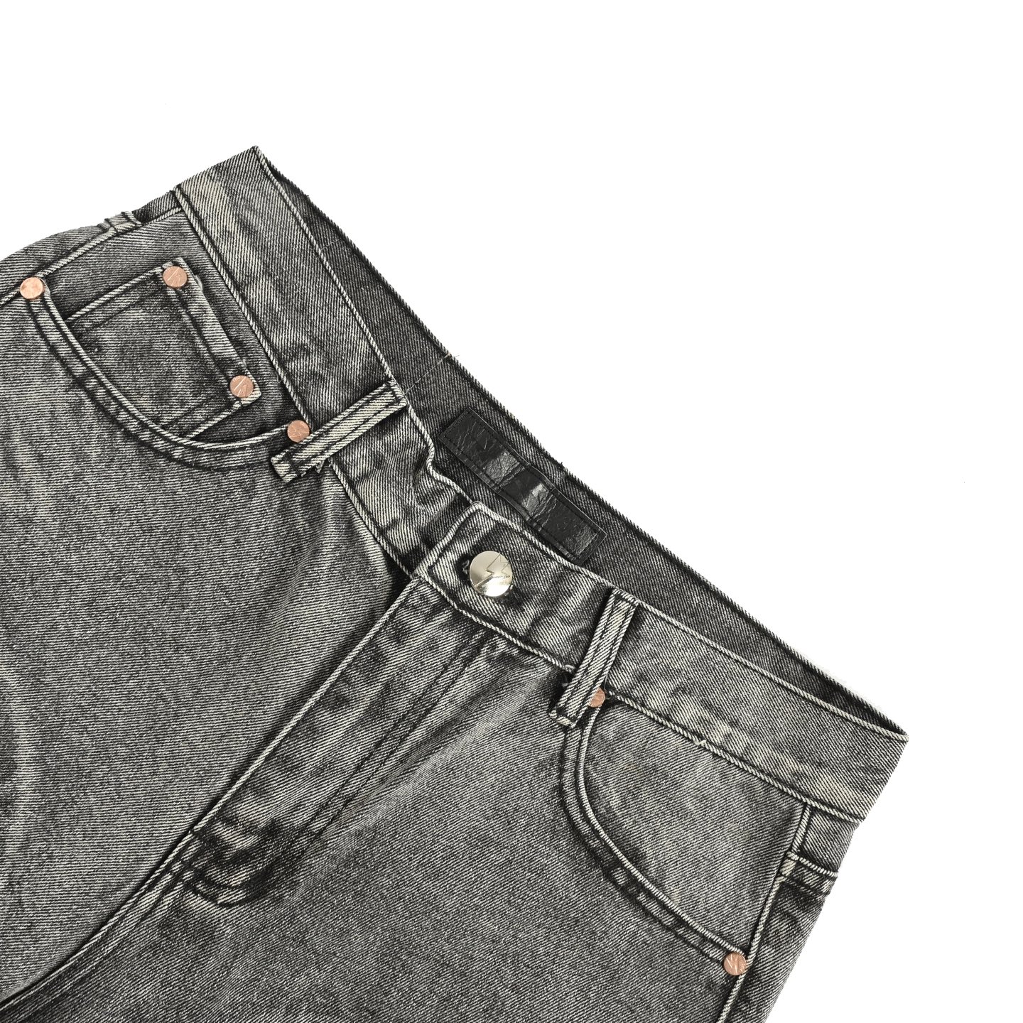 Amexnocap* 闪电牛 新款香港限定彩色拼皮满印水洗牛仔裤