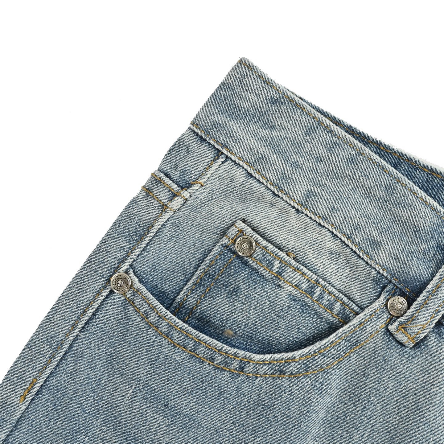 Chrome Hearts/克罗心 黑白十字架贴皮牛仔裤