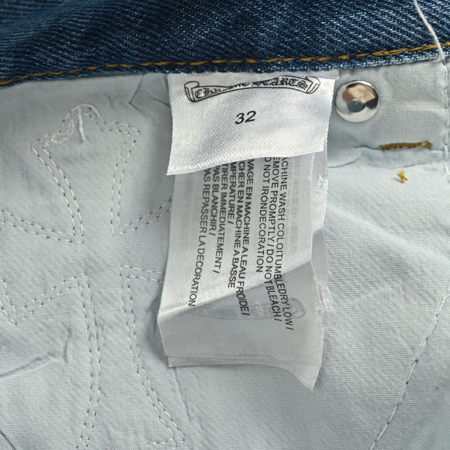 Chrome Hearts/克罗心 黑白十字架贴皮牛仔裤