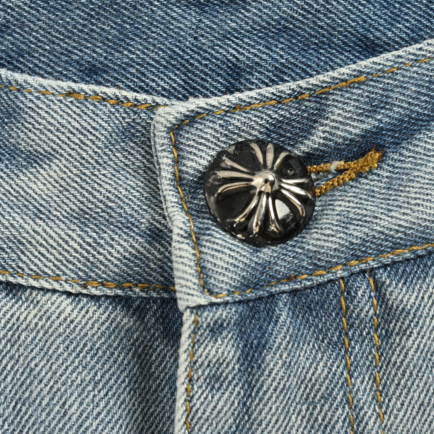 Chrome Hearts/克罗心 黑白十字架贴皮牛仔裤