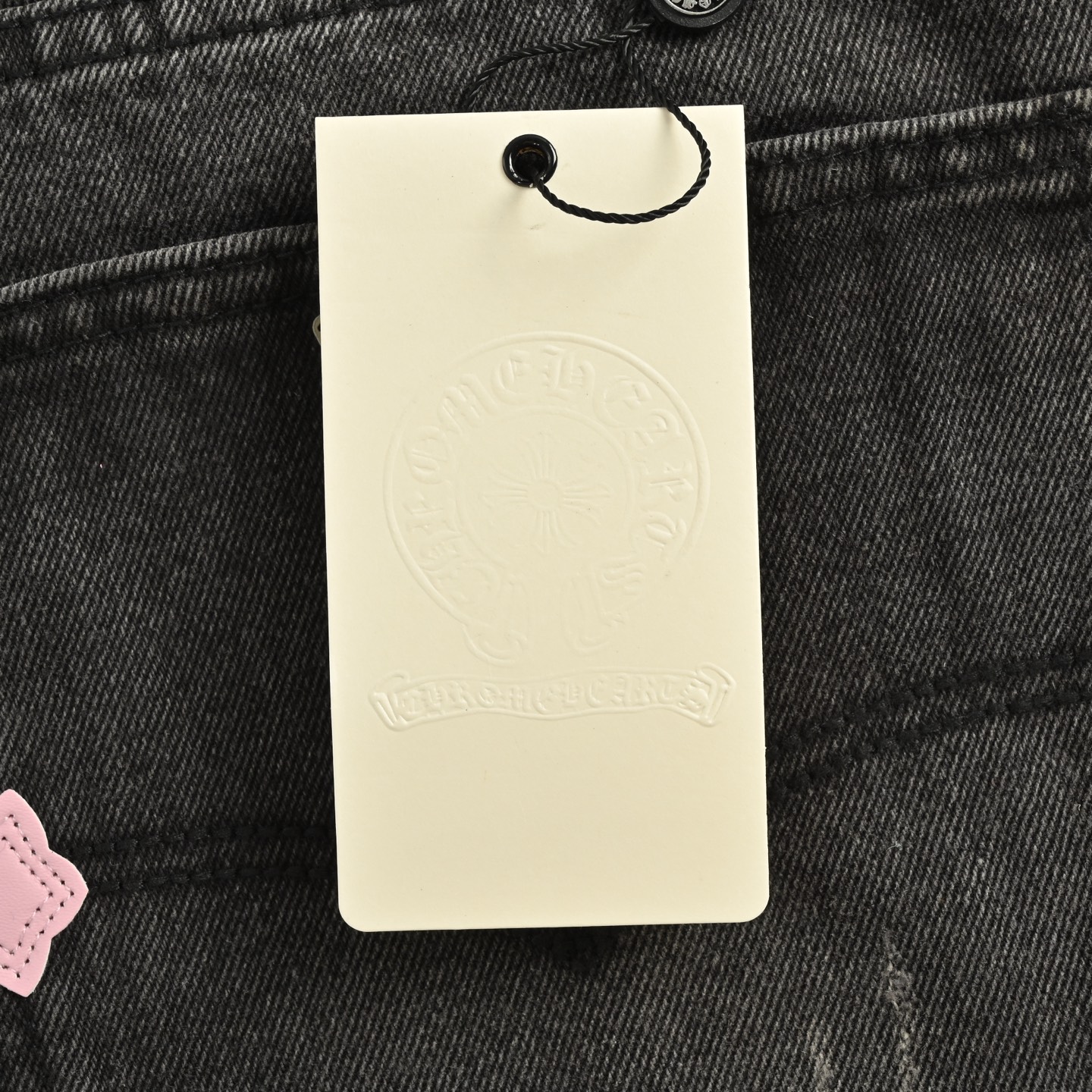 Chrome Hearts/克罗心 粉皮十字架贴皮牛仔裤