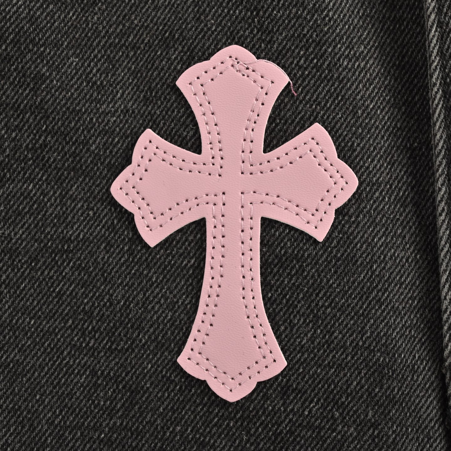 Chrome Hearts/克罗心 粉皮十字架贴皮牛仔裤