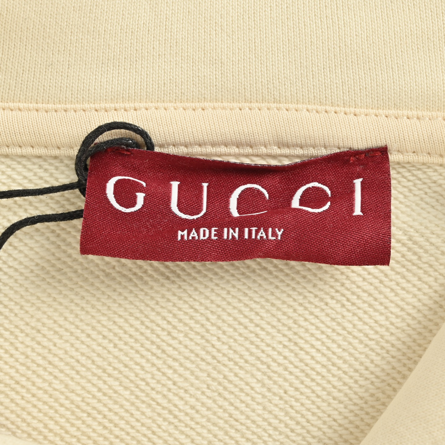 Gucci/古驰 25Fw 签名字母logo刺绣连帽卫衣 杏色 黑色