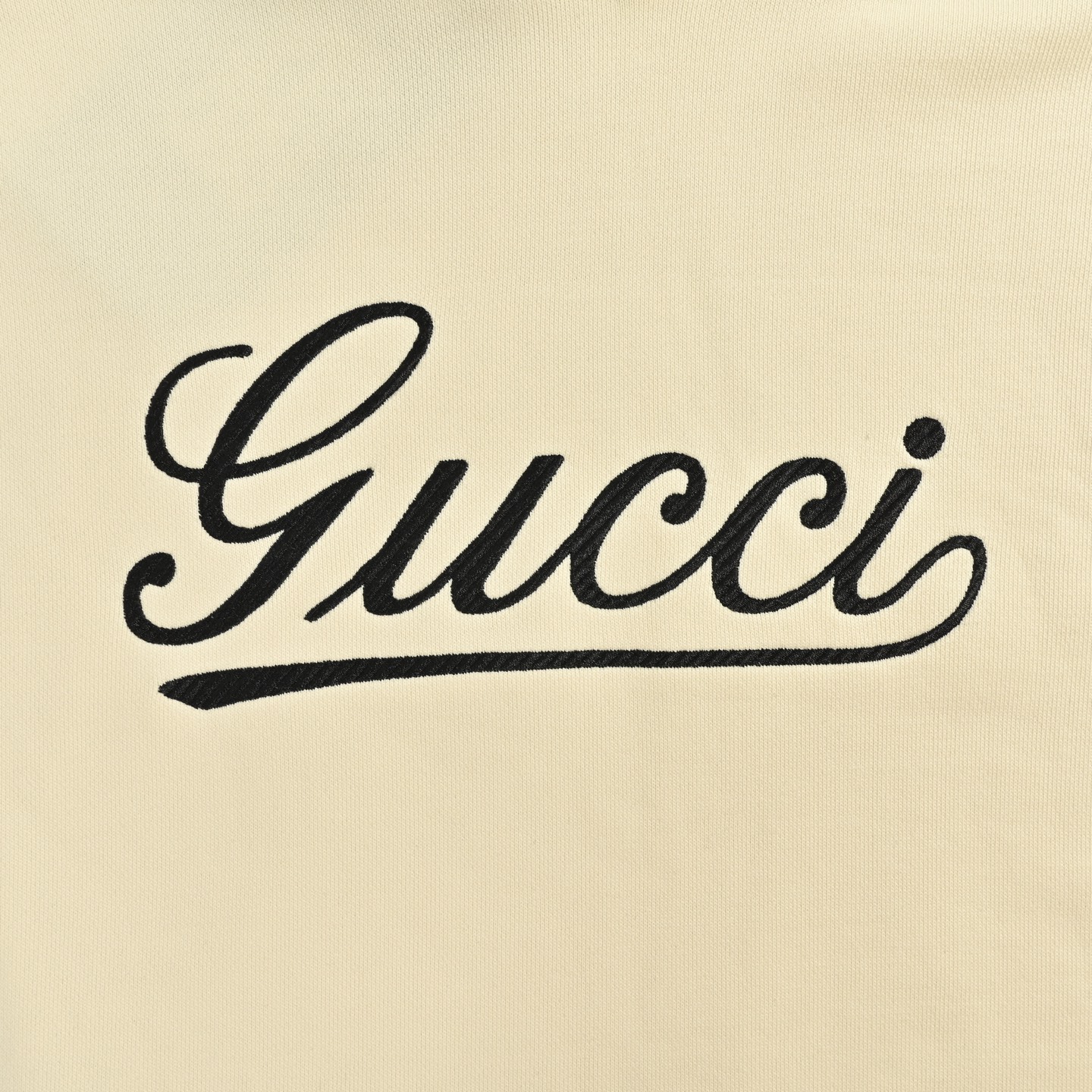 Gucci/古驰 25Fw 签名字母logo刺绣连帽卫衣 杏色 黑色