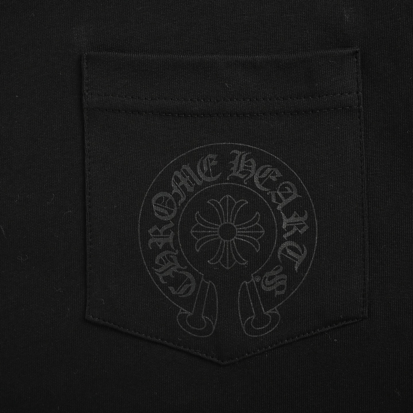 Chrome hearts/克罗心 梵文渐变暗纹马蹄圆领印花长袖 黑色/白色