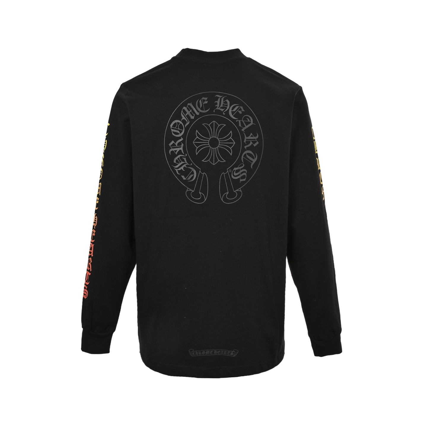 Chrome hearts/克罗心 梵文渐变暗纹马蹄圆领印花长袖 黑色/白色