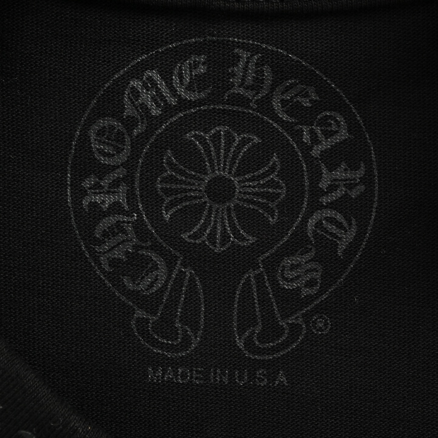 Chrome hearts/克罗心 梵文渐变暗纹马蹄圆领印花长袖 黑色/白色