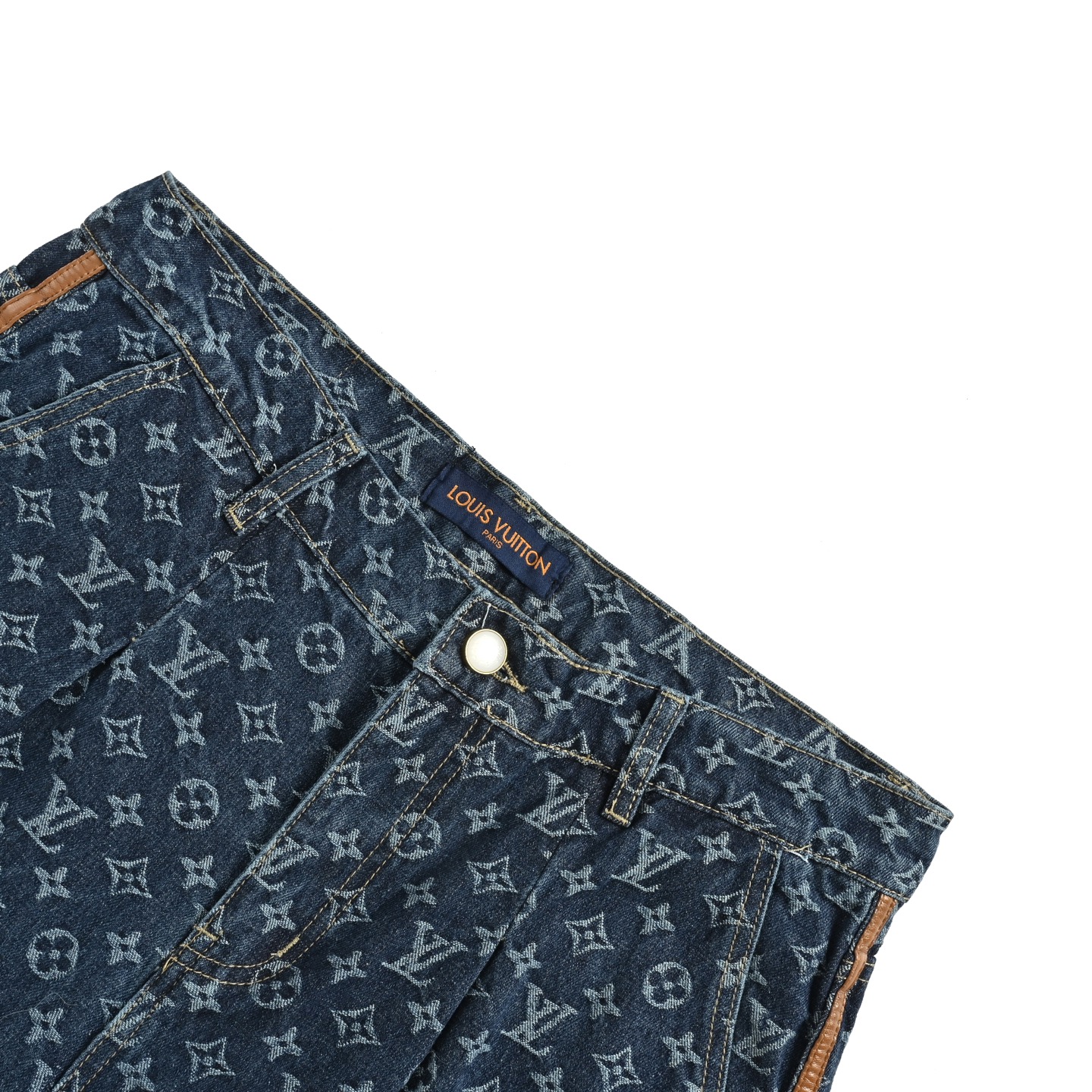 Louis Vuitton/路易威登 25Fw 老花提花皮边牛仔裤 Louis Vuitton/路易威登 25Fw 老花提花皮边牛仔裤