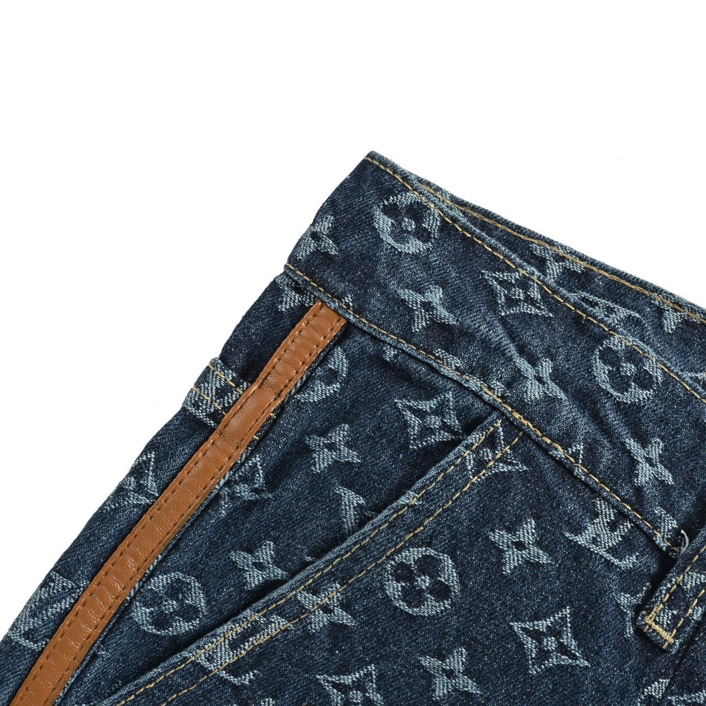 Louis Vuitton/路易威登 25Fw 老花提花皮边牛仔裤 Louis Vuitton/路易威登 25Fw 老花提花皮边牛仔裤