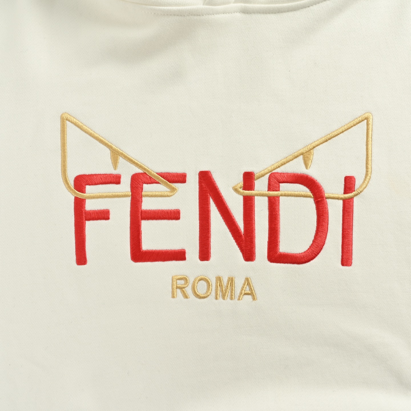 Fendi/芬迪 小怪兽眼睛刺绣logo连帽卫衣 黑色 白色