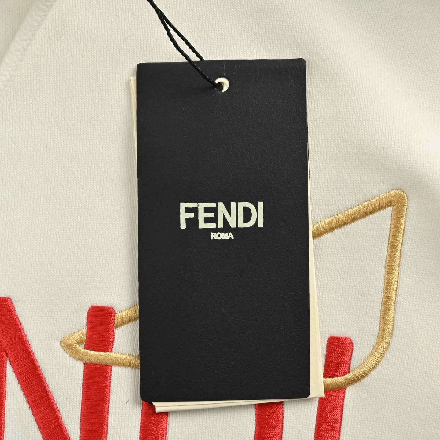 Fendi/芬迪 小怪兽眼睛刺绣logo连帽卫衣 黑色 白色