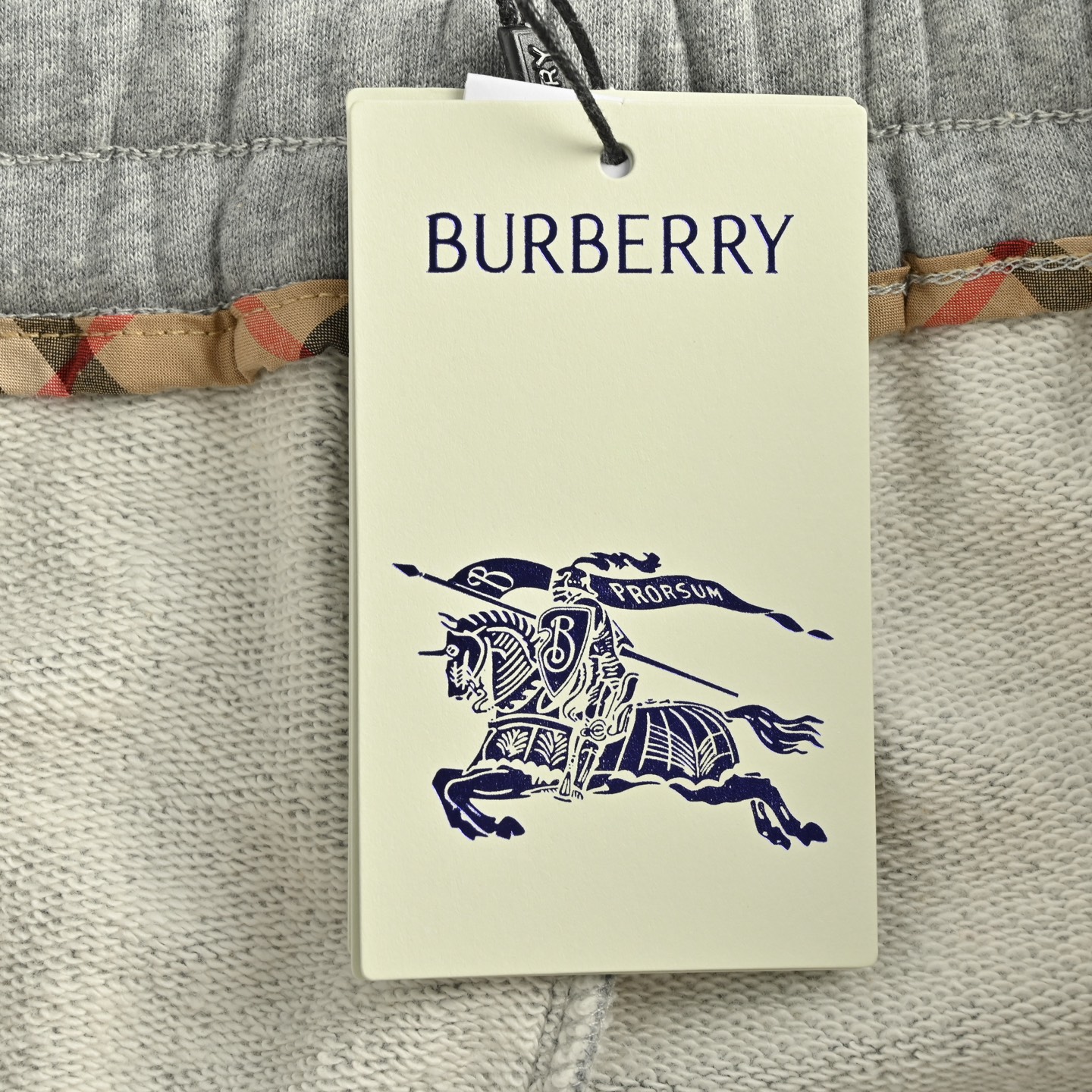 Burberry/巴宝莉 侧边压胶logo字母格纹长裤 黑色 灰色
