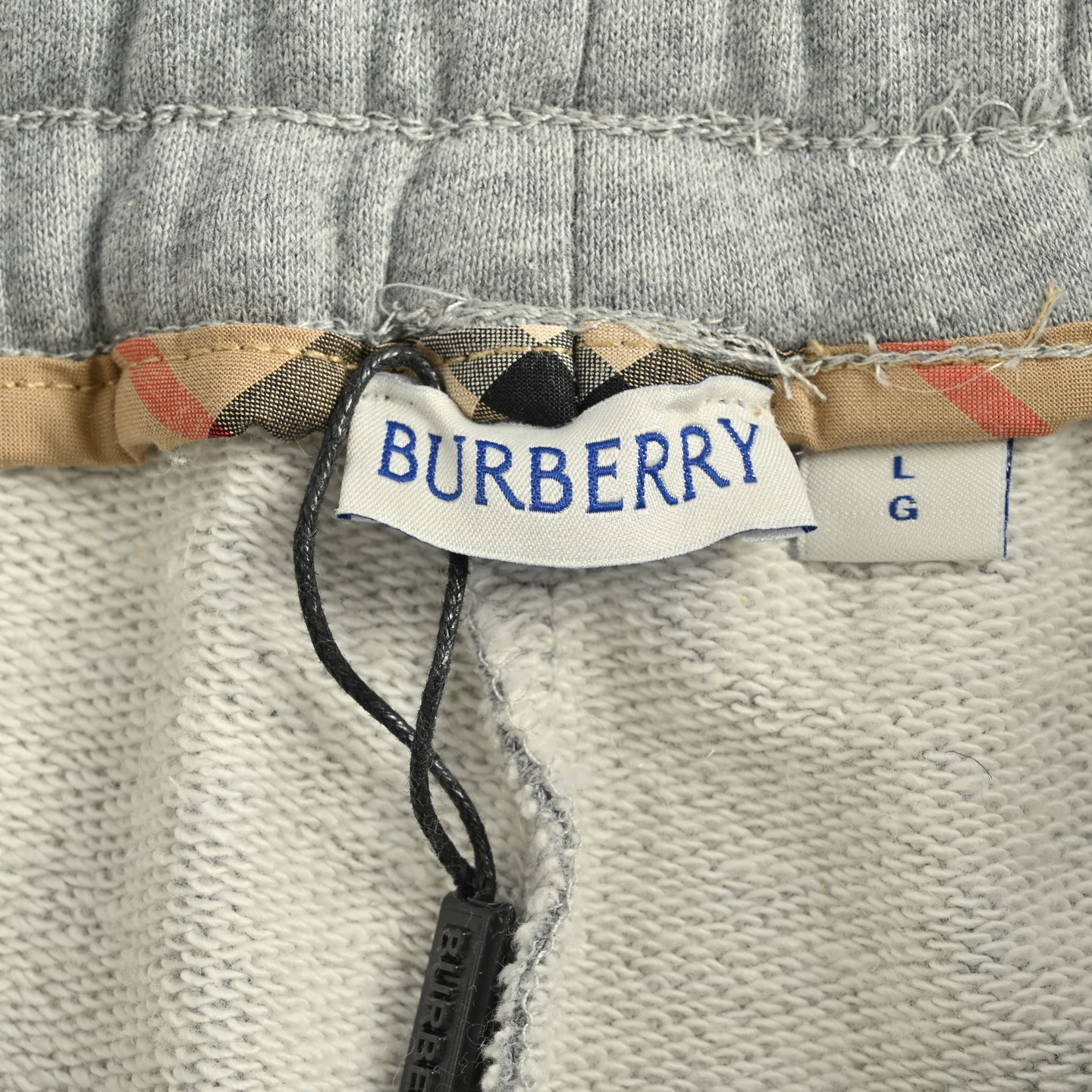 Burberry/巴宝莉 侧边压胶logo字母格纹长裤 黑色 灰色