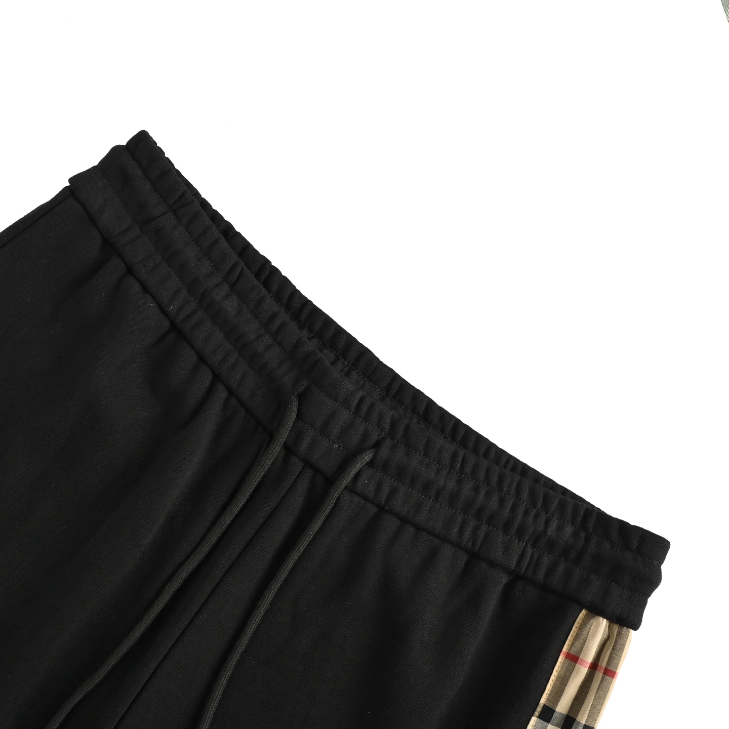 Burberry/巴宝莉 侧边压胶logo字母格纹长裤 黑色 灰色-Chinese UA Cheap High Quatity Brand Clothes Bags handbags Sneakers wholesale wholesaler seller from China Factory suppliers Fashion Clothing Shoes best Quality Beautiful Price Burberry/巴宝莉 侧边压胶logo字母格纹长裤 黑色 灰色