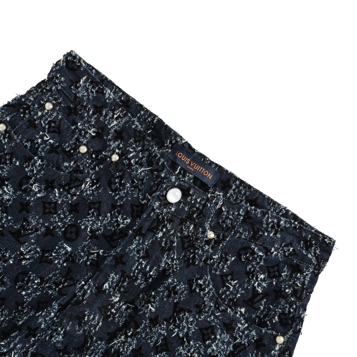 Louis Vuitton/路易威登 流苏植绒满印钩花logo牛仔裤-Chinese UA Cheap High Quatity Brand Clothes Bags handbags Sneakers wholesale wholesaler seller from China Factory suppliers Fashion Clothing Shoes best Quality Beautiful Price Louis Vuitton/路易威登 流苏植绒满印钩花logo牛仔裤