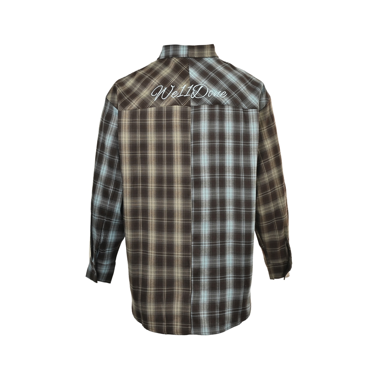 We11 Done 25Fw 字母刺绣拼接格子衬衫-Chinese UA Cheap High Quatity Brand Clothes Bags handbags Sneakers wholesale wholesaler seller from China Factory suppliers Fashion Clothing Shoes best Quality Beautiful Price We11 Done 25Fw 字母刺绣拼接格子衬衫