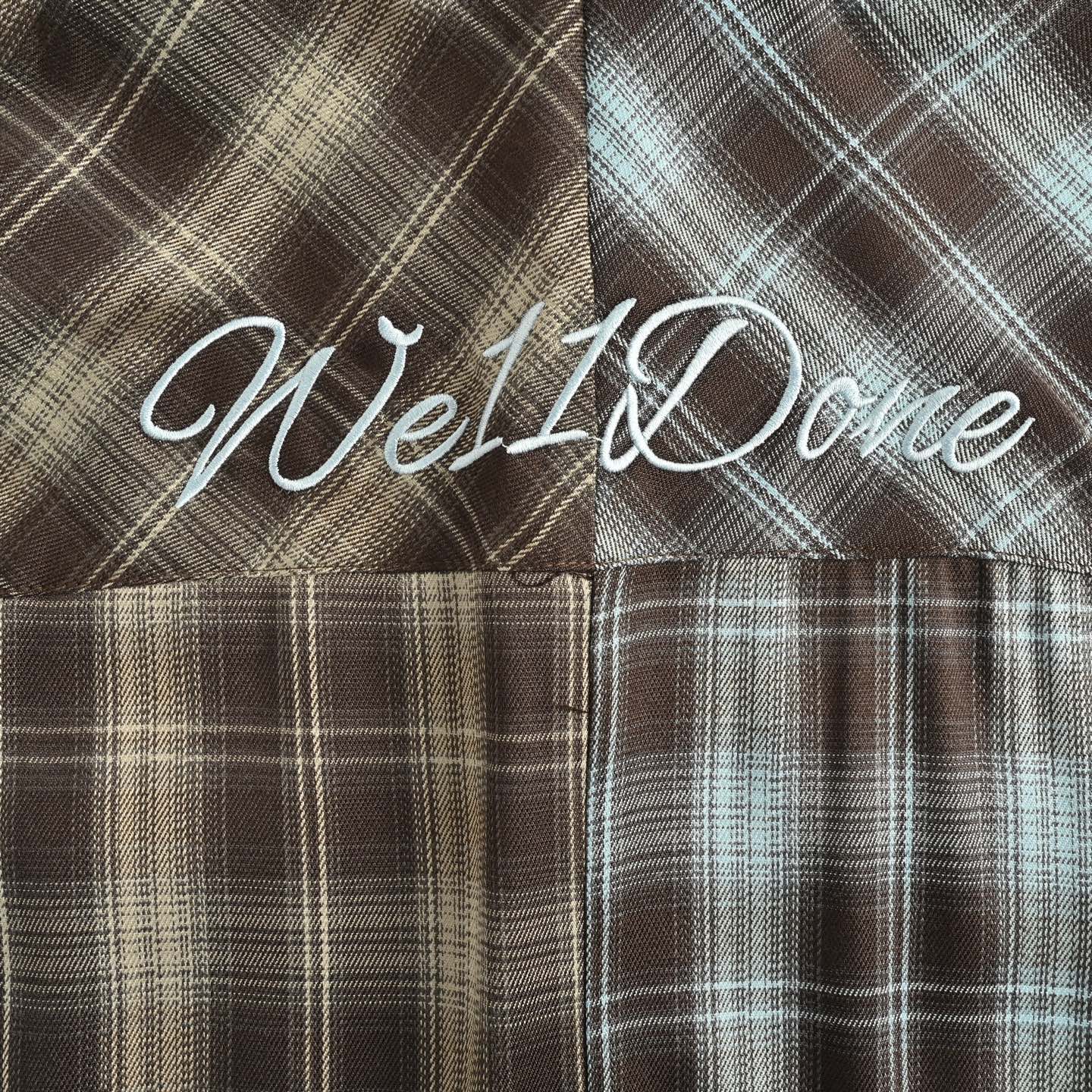 We11 Done 25Fw 字母刺绣拼接格子衬衫-Chinese UA Cheap High Quatity Brand Clothes Bags handbags Sneakers wholesale wholesaler seller from China Factory suppliers Fashion Clothing Shoes best Quality Beautiful Price We11 Done 25Fw 字母刺绣拼接格子衬衫