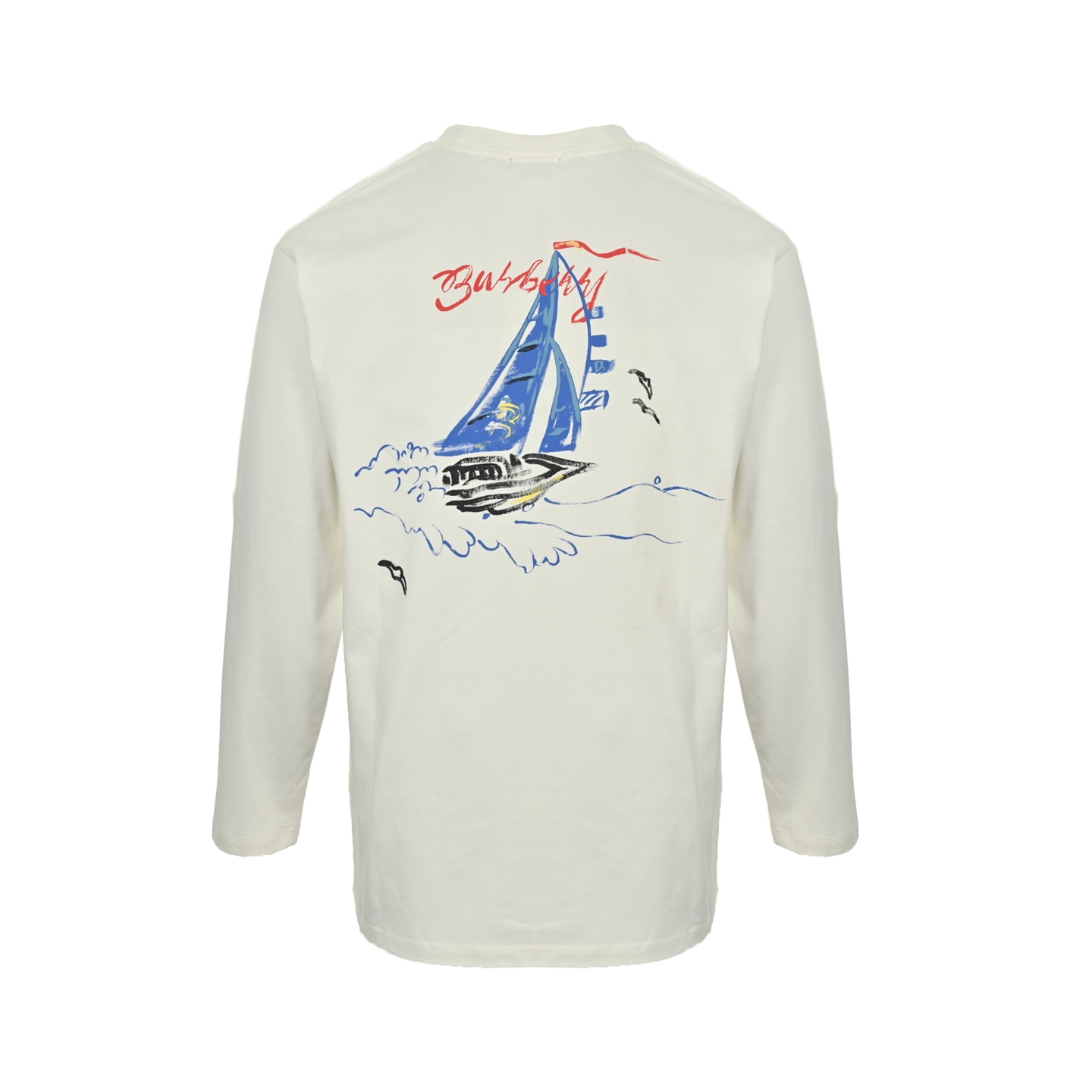 Burberry/巴宝莉 25Fw 字母帆船彩绘印花长袖T恤 黑色 白色-Chinese UA Cheap High Quatity Brand Clothes Bags handbags Sneakers wholesale wholesaler seller from China Factory suppliers Fashion Clothing Shoes best Quality Beautiful Price Burberry/巴宝莉 25Fw 字母帆船彩绘印花长袖T恤 黑色 白色