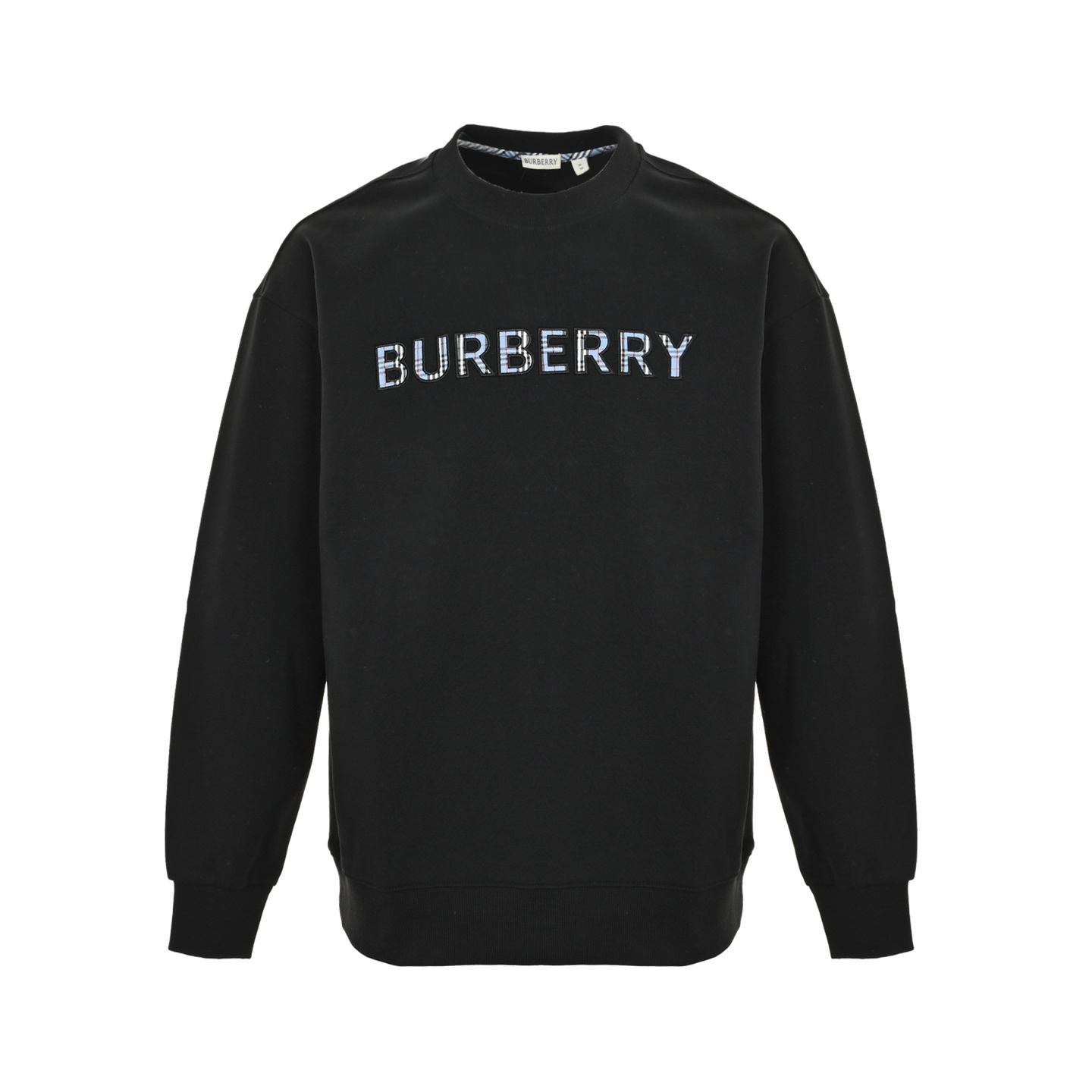 Burberry/巴宝莉 25Fw 蓝色格纹字母刺绣圆领卫衣