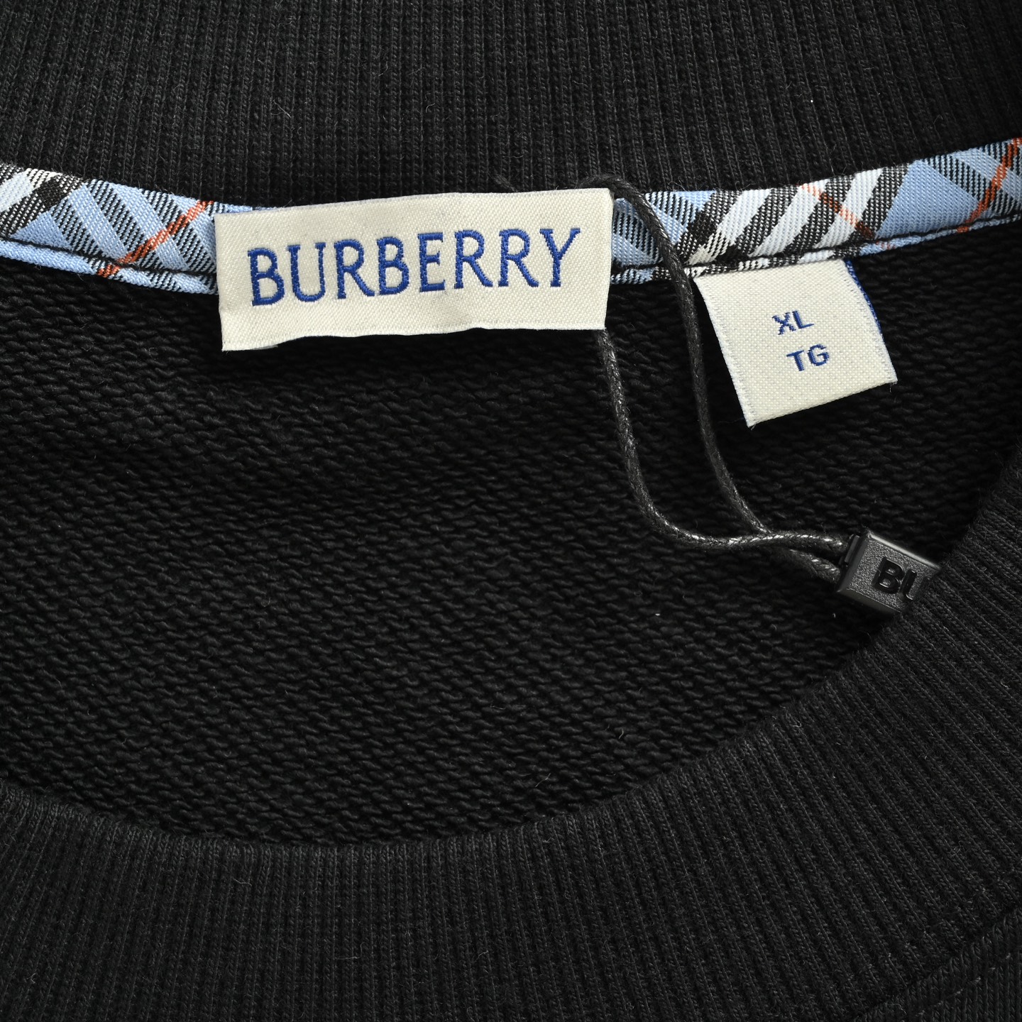 Burberry/巴宝莉 25Fw 蓝色格纹字母刺绣圆领卫衣