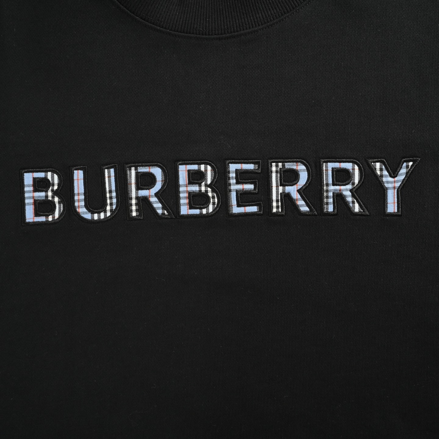 Burberry/巴宝莉 25Fw 蓝色格纹字母刺绣圆领卫衣